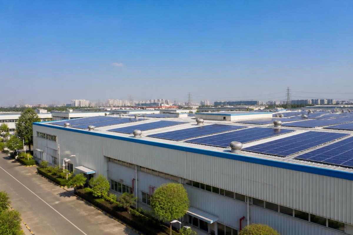 Solar panels installed on the NEXA PLASTICS manufacturing facility roof